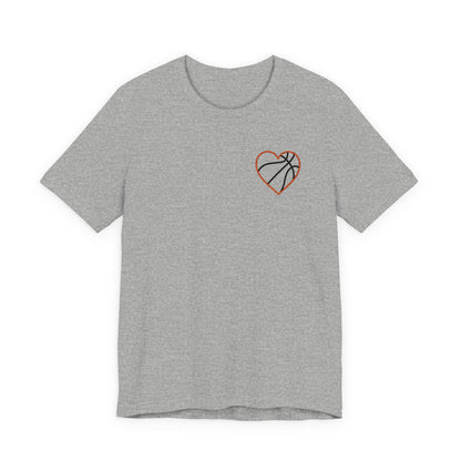 Embroidered Basketball Heart T-Shirt | Minimalist Hoops Tee | Premium Basketball Lover Shirt