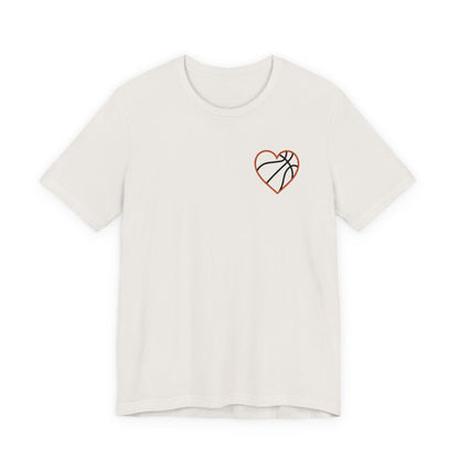 Embroidered Basketball Heart T-Shirt | Minimalist Hoops Tee | Premium Basketball Lover Shirt