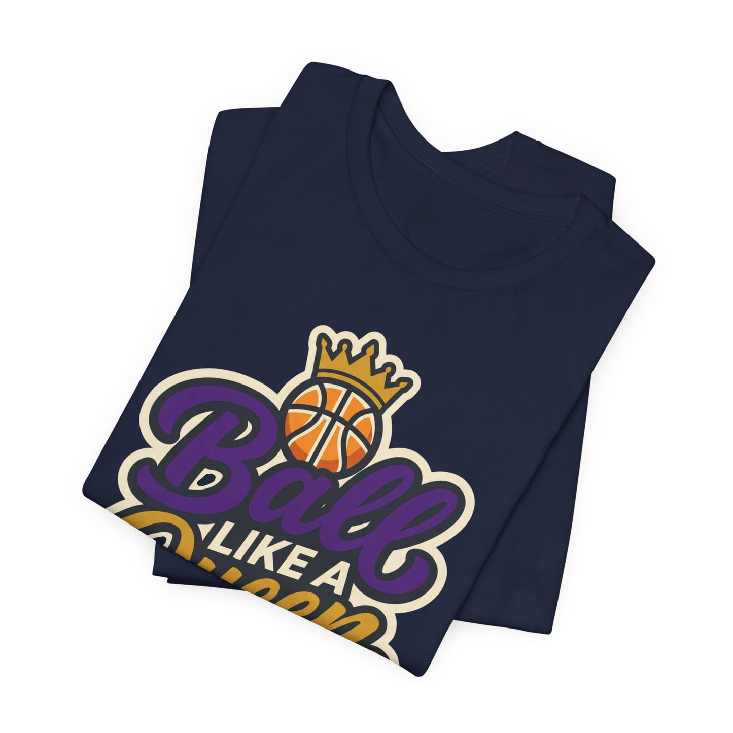 Ball Like A Queen Basketball T-Shirt | Purple Gold Hoops Tee | Gift for Female Players