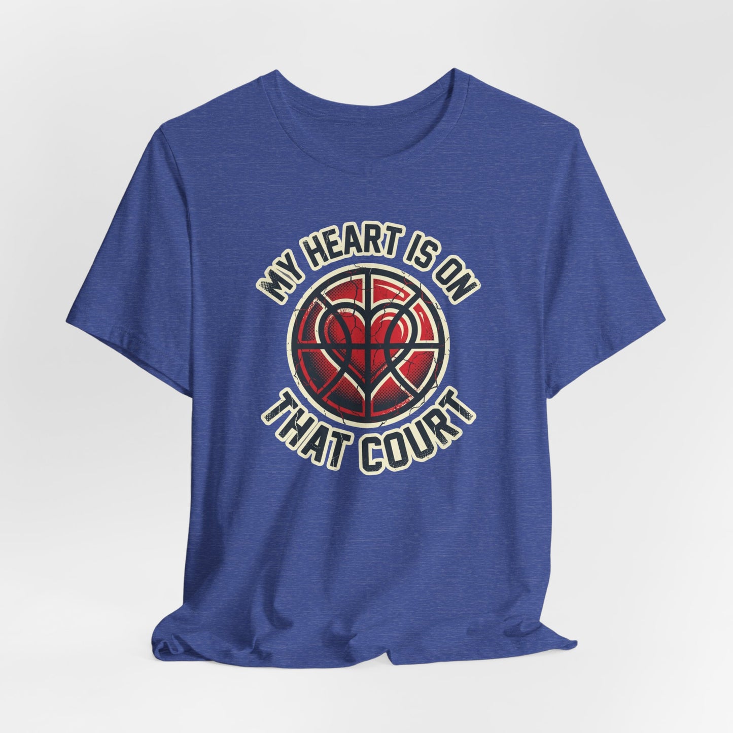 My Heart Is On That Court Basketball T-Shirt | Rot & Schwarz | Perfektes Geschenk