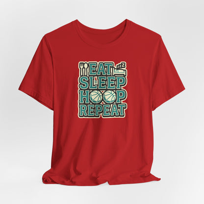 Eat Sleep Hoop Repeat Basketball T-Shirt | Funny Hooper Tee | Perfect Gift for Players