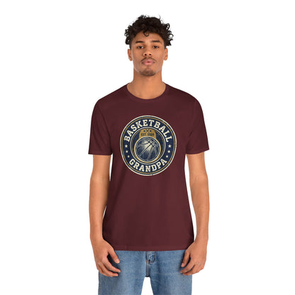 Basketball Grandpa Est. 2024 T-Shirt | Vintage Badge Tee | Family Gift