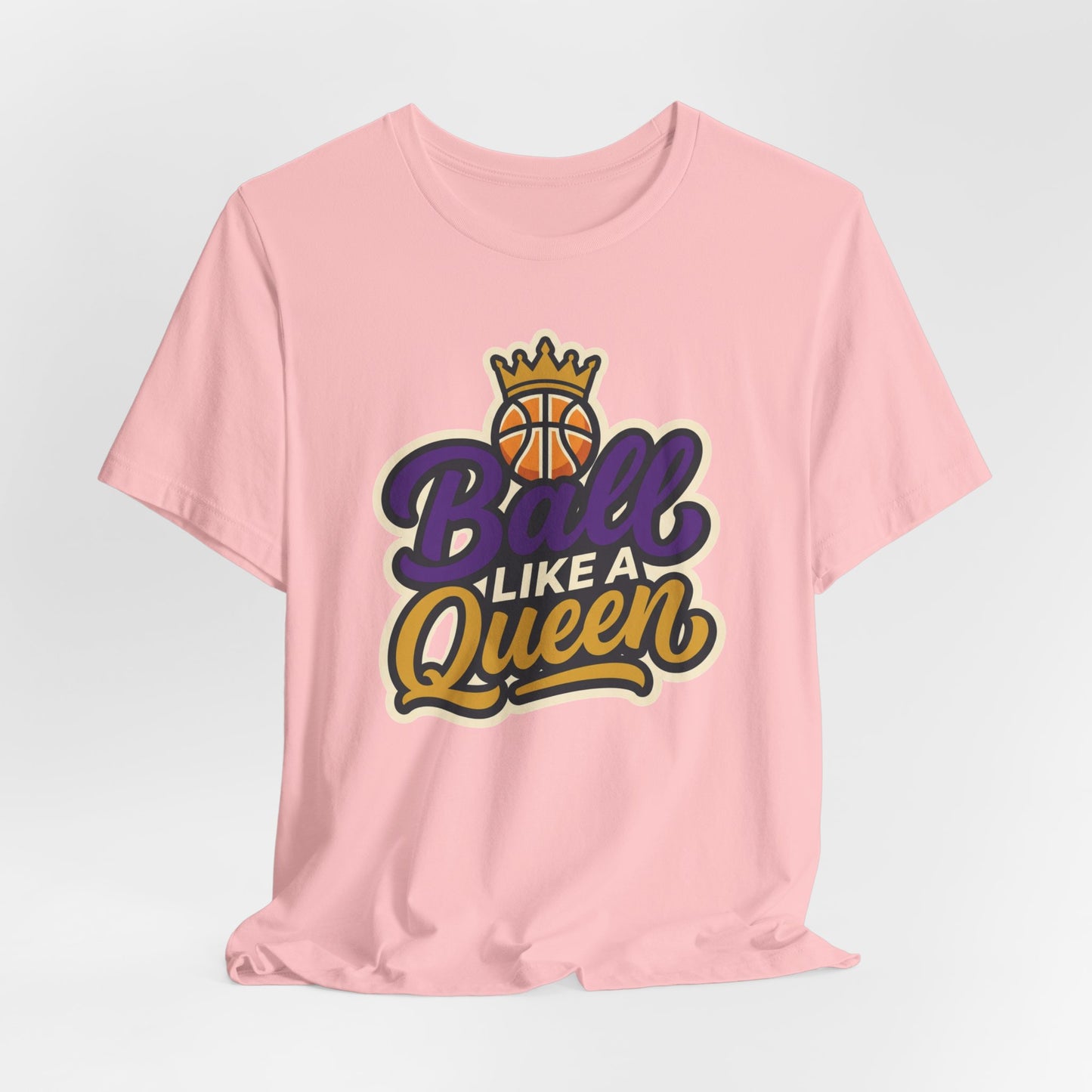 Ball Like A Queen Basketball T-Shirt | Purple Gold Hoops Tee | Gift for Female Players