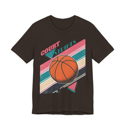 Court Stripes Retro Basketball T-Shirt | Vintage Tee | Perfect Gift for Hoopers