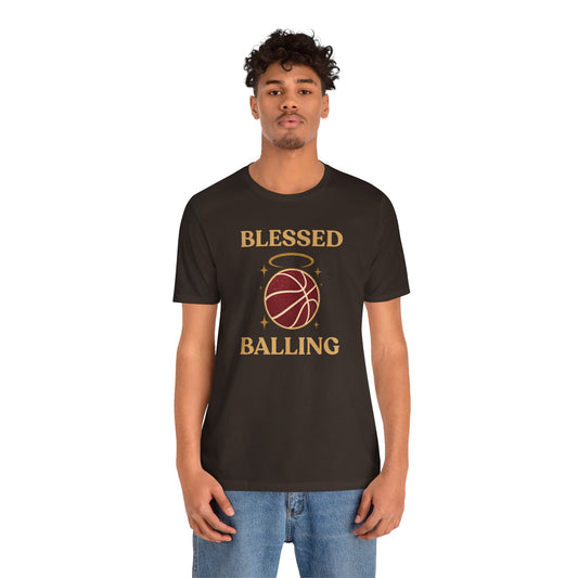 Blessed and Balling Basketball T-Shirt | Faith Halo Tee | Perfect Gift for Hoopers