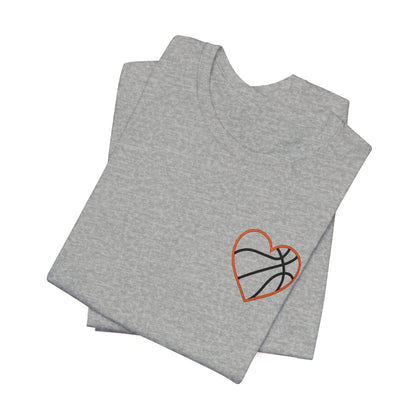 Embroidered Basketball Heart T-Shirt | Minimalist Hoops Tee | Premium Basketball Lover Shirt
