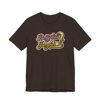 Ponytails & Jumpshots Basketball T-Shirt | Women's Hooper Tee | Perfect Gift for Female Ball Players
