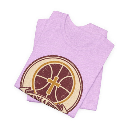 Praise & Hoops Basketball T-Shirt | Faith Cross Tee | Perfect Gift for Ballers